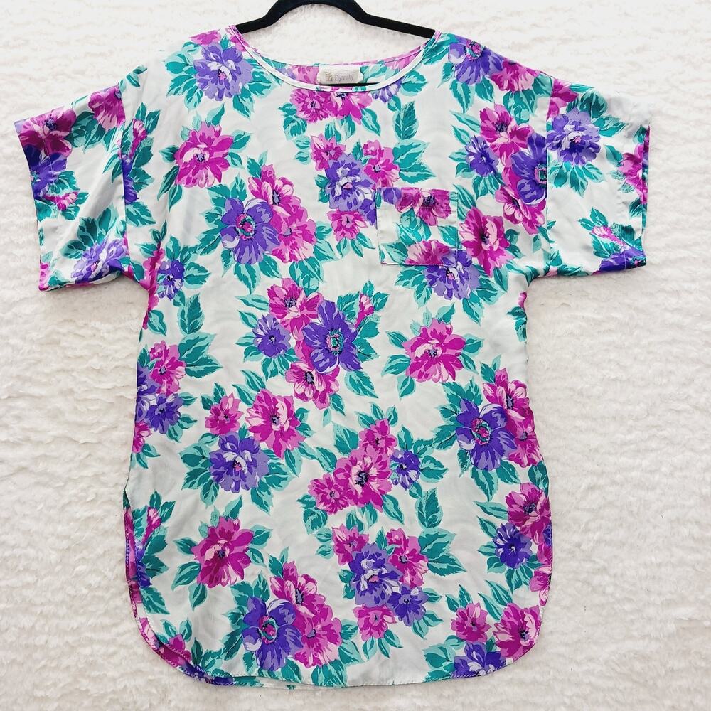 Tunic Blouse Floral Whimsycore Festival Y2K Lagenlook Sleepshirt Cozy Size L XL
